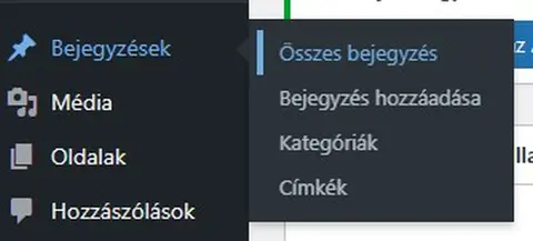 Címkék elérése WP adminból