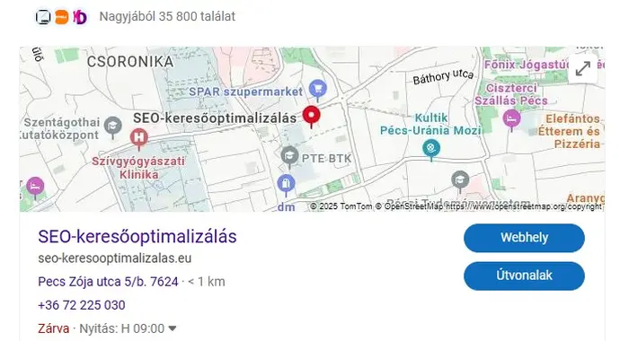 Térképes találat, ami forgalmat generálhat
