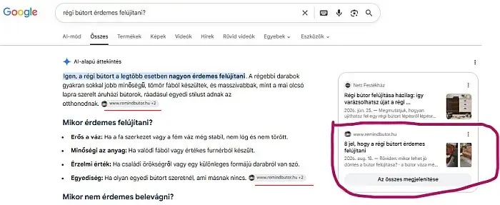 AI alapú áttekintés felület példával