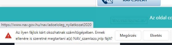 NAV letöltési figyelmeztetés