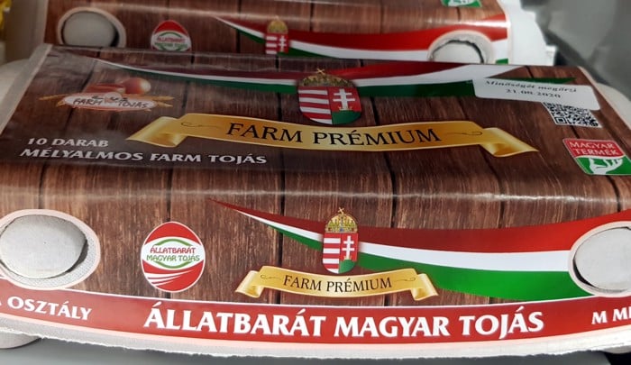 Állatbarát magyar tojás feliratú Farm Prémium tojáscsomagolás